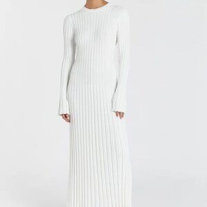 NWT DISSH - ADA OFF WHITE LONG SLEEVE MIDI DRESS in OFF WHITE  - SIZE XS